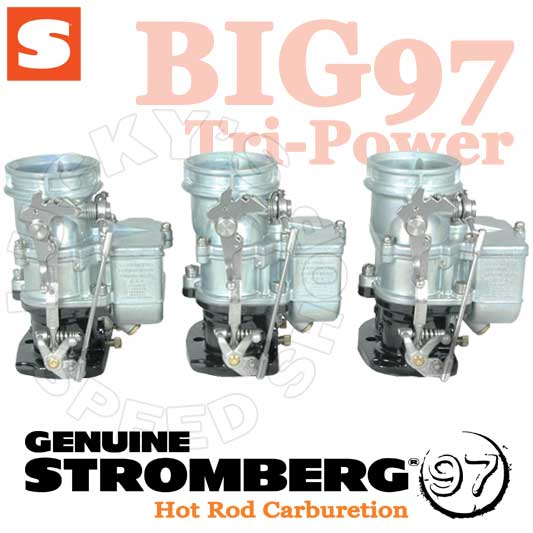 Genuine Stromberg BIG97 Tri-Power – Original Finish for Small Block Chevy and Flathead Fords